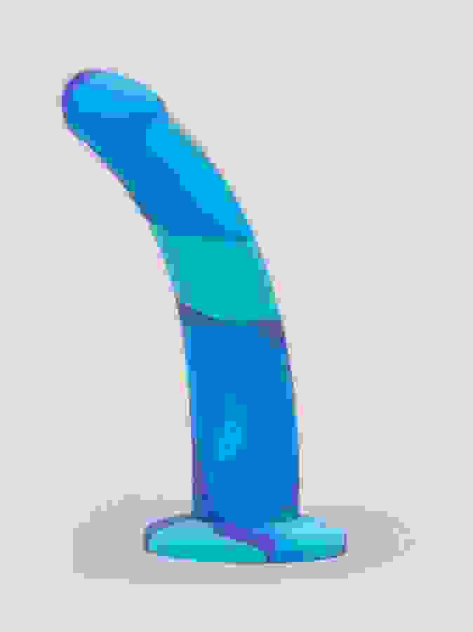 Lovehoney Air and Water Curved Silicone Suction Cup Dildo 7 Inch , Blue, hi-res